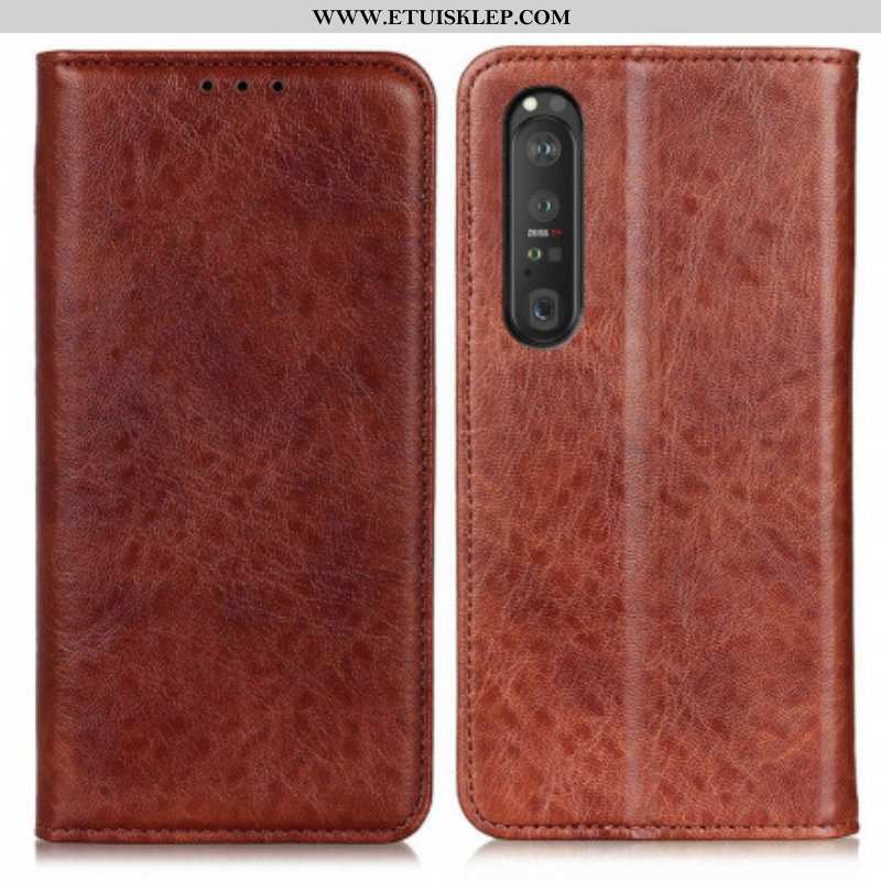 Etui Na Telefon do Sony Xperia 1 III Etui Folio Teksturowana Dwoina Skóry